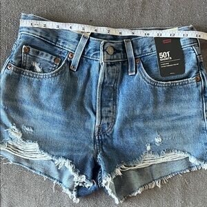 Levi's Blue Distressed 501 Cutoff Jean Shorts